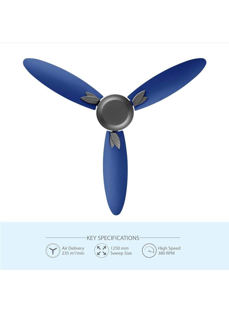 USHA Bloom Magnolia 1250mm|BEE Star Rated | Goodbye Dust Ceiling Fan | 2 Year Warranty | (Sparkle Grey & Blue) Pack of 1 - Image 3